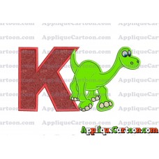 Arlo The Good Dinosaur Applique Embroidery Design With Alphabet K