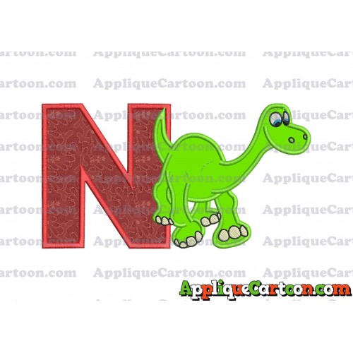 Arlo The Good Dinosaur Applique Embroidery Design With Alphabet N