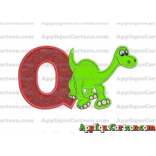 Arlo The Good Dinosaur Applique Embroidery Design With Alphabet Q