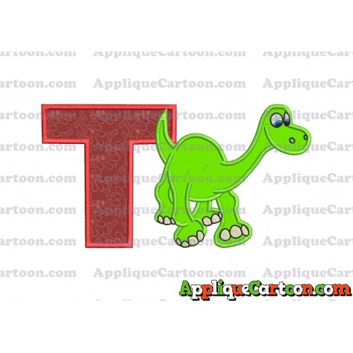 Arlo The Good Dinosaur Applique Embroidery Design With Alphabet T