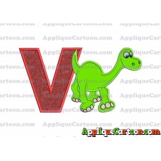 Arlo The Good Dinosaur Applique Embroidery Design With Alphabet V