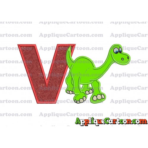 Arlo The Good Dinosaur Applique Embroidery Design With Alphabet V