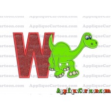 Arlo The Good Dinosaur Applique Embroidery Design With Alphabet W