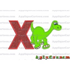 Arlo The Good Dinosaur Applique Embroidery Design With Alphabet X