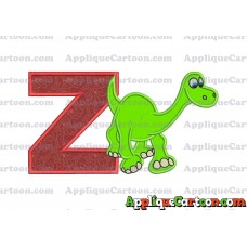 Arlo The Good Dinosaur Applique Embroidery Design With Alphabet Z