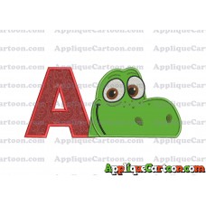 Arlo The Good Dinosaur Head Applique Embroidery Design With Alphabet A