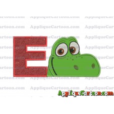 Arlo The Good Dinosaur Head Applique Embroidery Design With Alphabet E