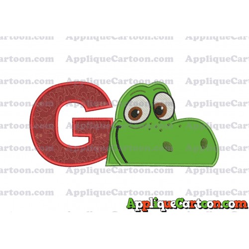 Arlo The Good Dinosaur Head Applique Embroidery Design With Alphabet G