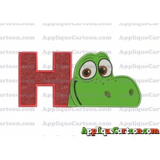 Arlo The Good Dinosaur Head Applique Embroidery Design With Alphabet H