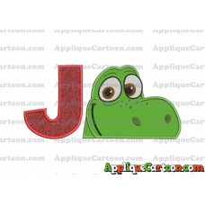 Arlo The Good Dinosaur Head Applique Embroidery Design With Alphabet J