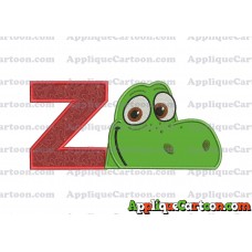 Arlo The Good Dinosaur Head Applique Embroidery Design With Alphabet Z