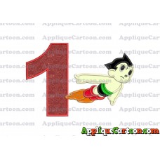 Astro Boy Flying Applique Embroidery Design Birthday Number 1