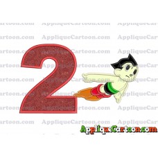 Astro Boy Flying Applique Embroidery Design Birthday Number 2