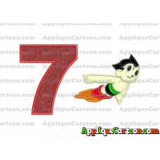 Astro Boy Flying Applique Embroidery Design Birthday Number 7