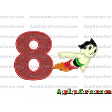 Astro Boy Flying Applique Embroidery Design Birthday Number 8