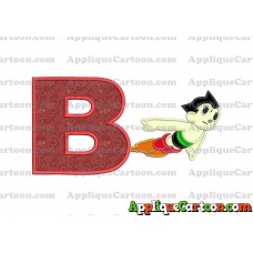 Astro Boy Flying Applique Embroidery Design With Alphabet B