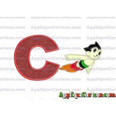 Astro Boy Flying Applique Embroidery Design With Alphabet C