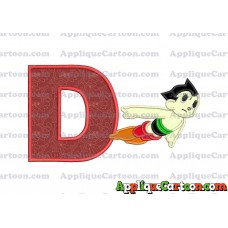 Astro Boy Flying Applique Embroidery Design With Alphabet D