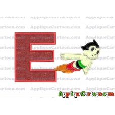 Astro Boy Flying Applique Embroidery Design With Alphabet E