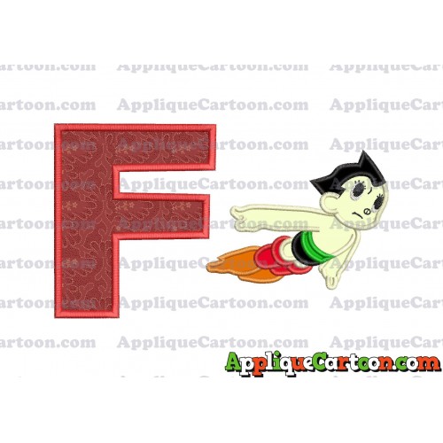 Astro Boy Flying Applique Embroidery Design With Alphabet F