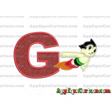 Astro Boy Flying Applique Embroidery Design With Alphabet G