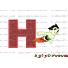 Astro Boy Flying Applique Embroidery Design With Alphabet H