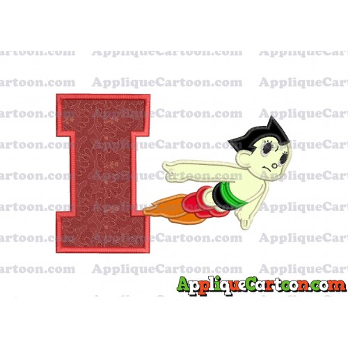 Astro Boy Flying Applique Embroidery Design With Alphabet I