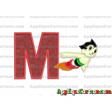 Astro Boy Flying Applique Embroidery Design With Alphabet M