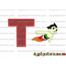 Astro Boy Flying Applique Embroidery Design With Alphabet T