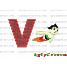 Astro Boy Flying Applique Embroidery Design With Alphabet V