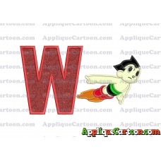 Astro Boy Flying Applique Embroidery Design With Alphabet W