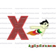 Astro Boy Flying Applique Embroidery Design With Alphabet X