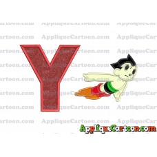 Astro Boy Flying Applique Embroidery Design With Alphabet Y