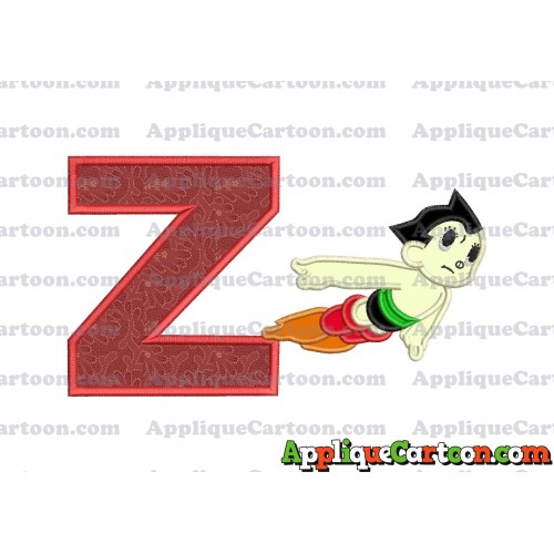 Astro Boy Flying Applique Embroidery Design With Alphabet Z