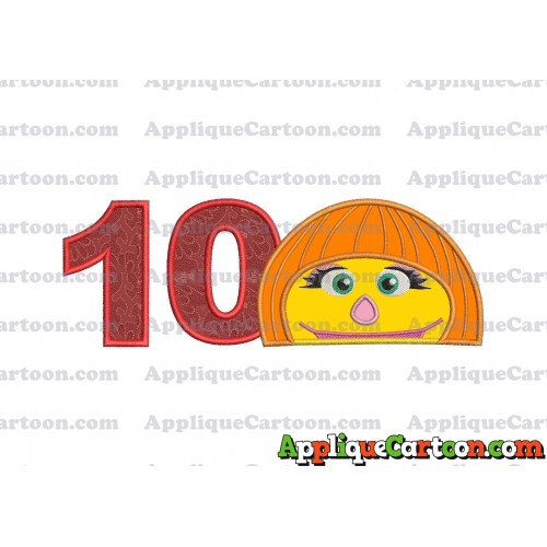Autism Muppet Head Applique Embroidery Design Birthday Number 10