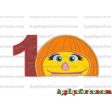 Autism Muppet Head Applique Embroidery Design Birthday Number 1