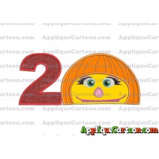 Autism Muppet Head Applique Embroidery Design Birthday Number 2