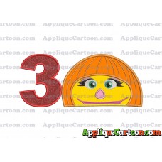 Autism Muppet Head Applique Embroidery Design Birthday Number 3