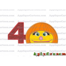 Autism Muppet Head Applique Embroidery Design Birthday Number 4