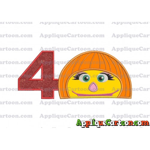 Autism Muppet Head Applique Embroidery Design Birthday Number 4