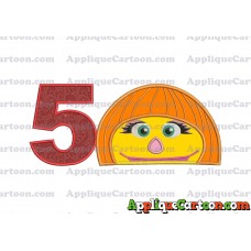 Autism Muppet Head Applique Embroidery Design Birthday Number 5