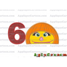Autism Muppet Head Applique Embroidery Design Birthday Number 6