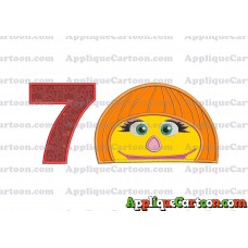 Autism Muppet Head Applique Embroidery Design Birthday Number 7