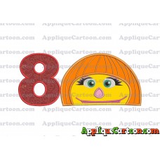 Autism Muppet Head Applique Embroidery Design Birthday Number 8