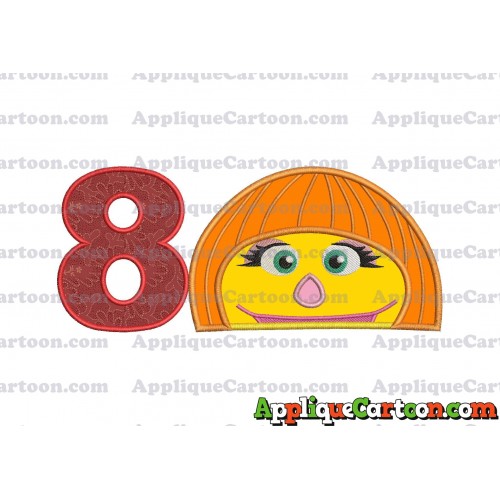 Autism Muppet Head Applique Embroidery Design Birthday Number 8