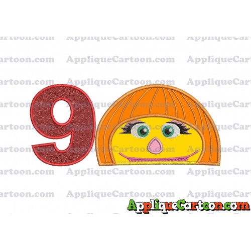 Autism Muppet Head Applique Embroidery Design Birthday Number 9