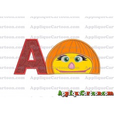 Autism Muppet Head Applique Embroidery Design With Alphabet A