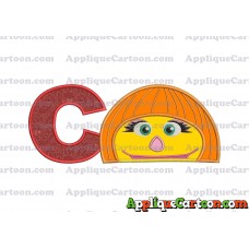 Autism Muppet Head Applique Embroidery Design With Alphabet C