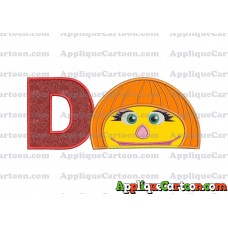 Autism Muppet Head Applique Embroidery Design With Alphabet D