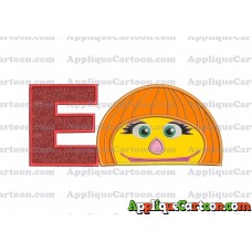 Autism Muppet Head Applique Embroidery Design With Alphabet E